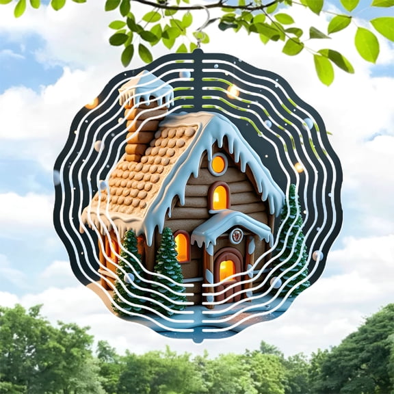 Metal Hanging Wind Spinners with Wave Pattern Design - Elegant Wind Chimes for Yard and Garden Decor Glowing Orbs Effect