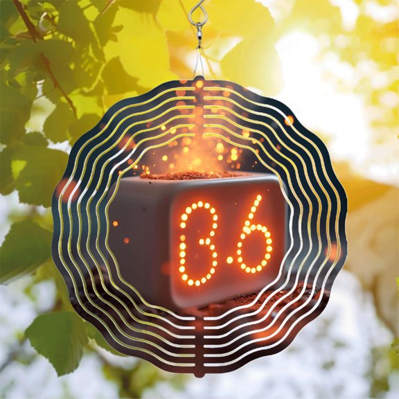 Metal Hanging Wind Spinners with Wave Pattern Design - Elegant Wind Chimes for Yard and Garden Decor Sparkling Energy Effect