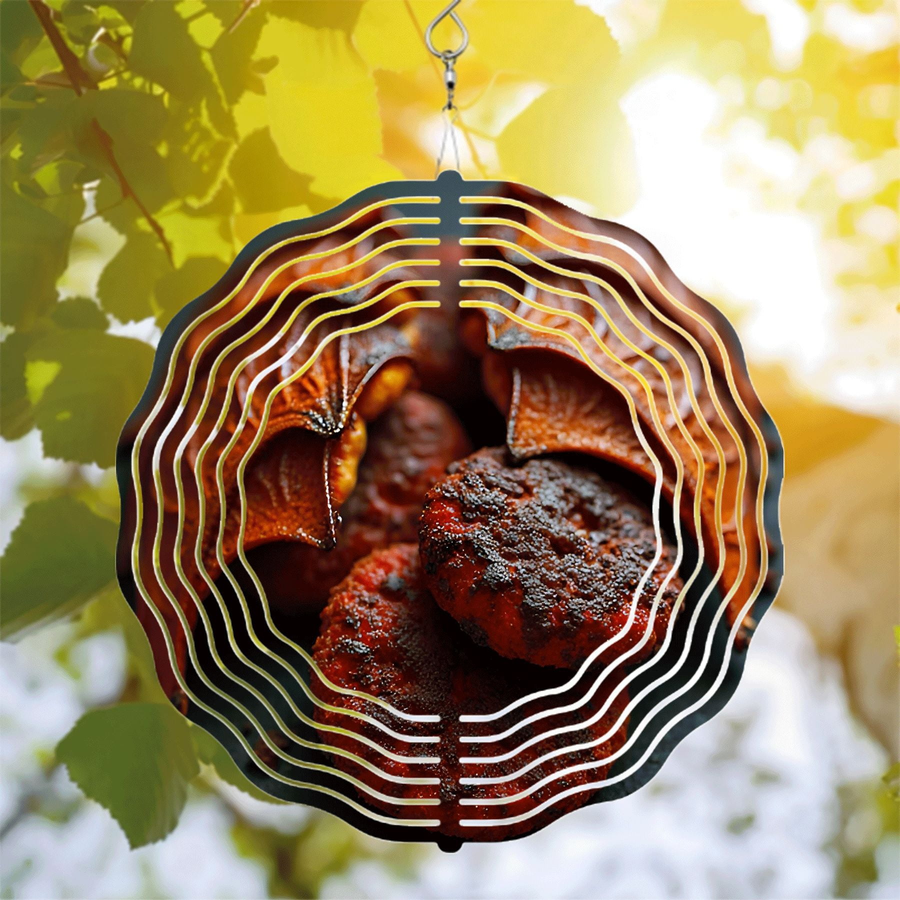 Metal Hanging Wind Spinners with Wave Pattern Design - Elegant Wind ...