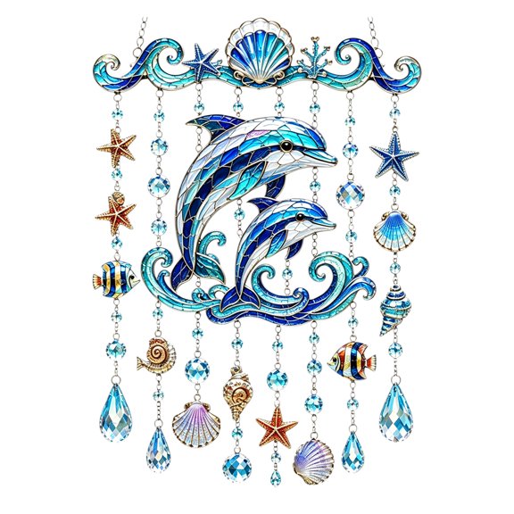 Metal Hanging Winds Chimes Graceful Animal Winds Chimes (Dolphin)