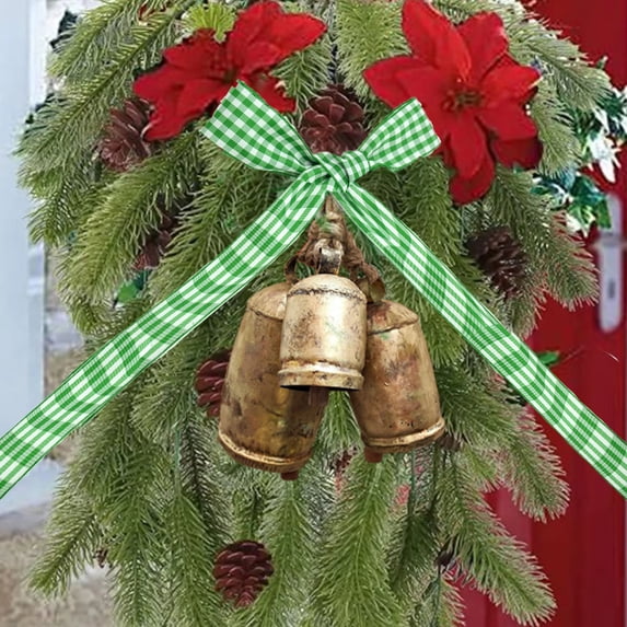 Metal Harmony Bells Set of 3, Shabby Chic Cow Bells for Crafts, Vintage Rustic Christmas Hanging Bells for Door, Brass Christmas Ornaments Decorative, Cowbell On Jute Rope