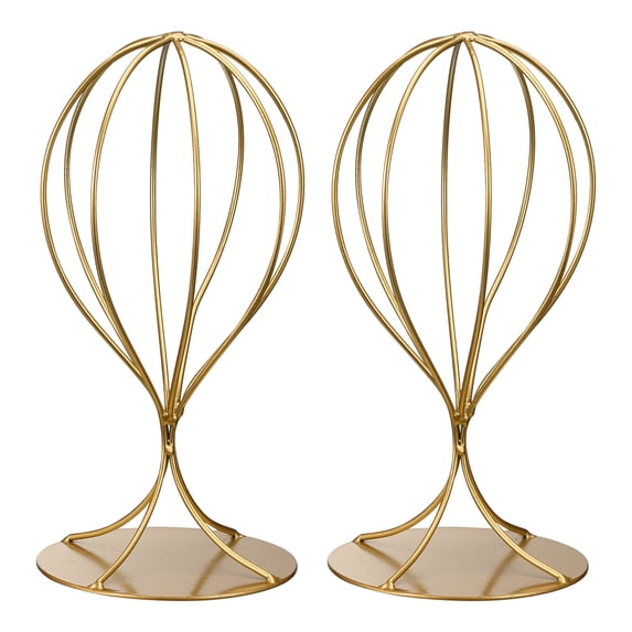 Metal Hat Display Stand 2 Pack Tabletop Hat Wig Rack 12.59" Height for Baseball Cap, Fedora Hat, Cowboy Hat - Gold