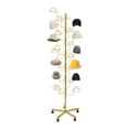 thumbnail image 1 of Metal Hats Display Stand, Gold Hat Storage Stand with 25 Hooks, Freestanding Hat Rack, 1 of 18