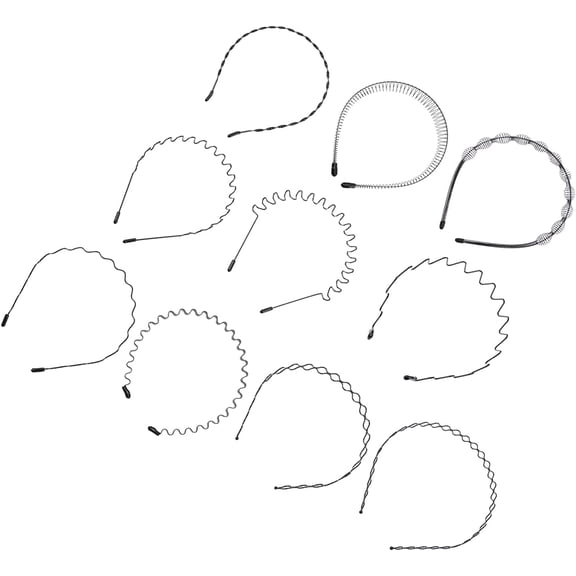 Metal Headband Metal Headbands Spring Wavy Hairband Set 10pcs Nonslip Unisex Wire Headband Black Hair Hoop Sports Headwear for Men Women Metal Hair Band