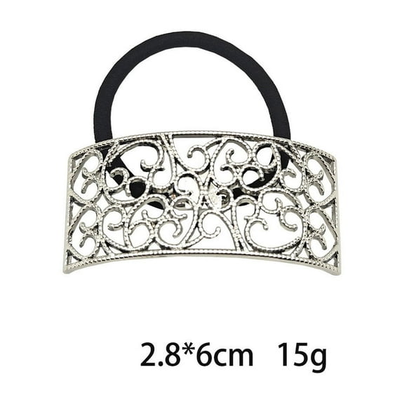 Metal Headband, Ponytail Cuffs, Gold Metal Hair Rings With Black Elastic Band, Geometric Elastic Headband For Women, Thick Hair Strap Hair Accessories, Durable Alloy Material, Comfortable Fit