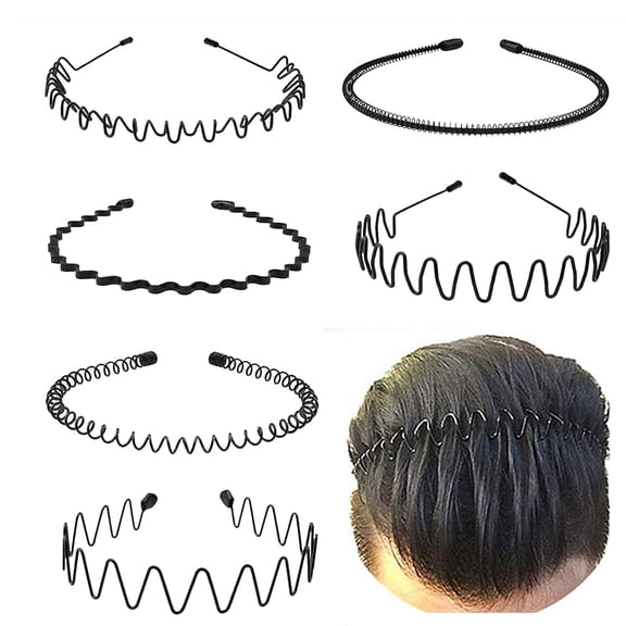 Metal Headbands for Men Fashion Headband for Women, Unisex Wavy Hair Bands Outdoor Sports Head Bands Simple Elastic Non-Slip Hair Accessories