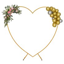 Metal Heart Arch Stand, Heart Shape Wedding Arch Backdrop Rack with Base, Love Balloon Column Arch Frame Display Kit, Arch Rack for Anniversary Birthday Party Decorations（Gold）