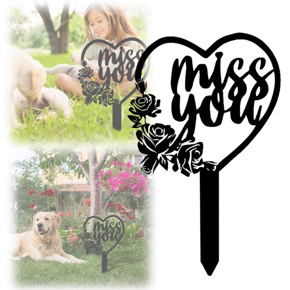 Metal Heart Memorial Garden Stake Decorative Card Slot For Yard Cemetery Pet Marker Keepsake Outdoor Ornament - Card Slot 1