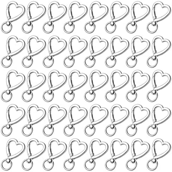 Metal Heart Shape Keychain,Sliver Heart Carabiner Clips for Keys