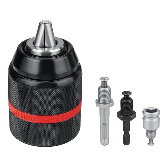 Metal Heavy Duty 13mm Keyless Drill Chuck Hex Shank/SDS/Socket Square Female Adaptor Hardware Tool Professional,1 set x Adaptor Hardware,Black & Silver