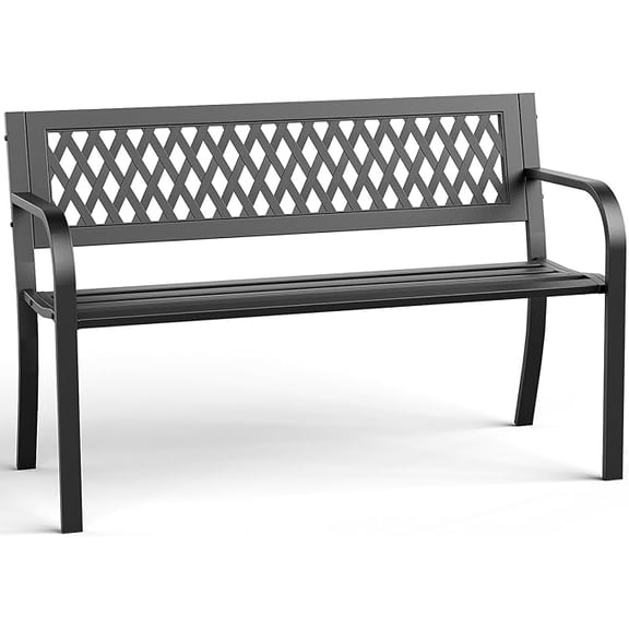 Metal Heavy-Duty 2-Seater Outdoor Garden Bench, Weather-Resistant Rustproof, 500 lbs Capacity Ergonomic Comfort Seating Easy Assembly for Patio Yard Porch Deck Walkway