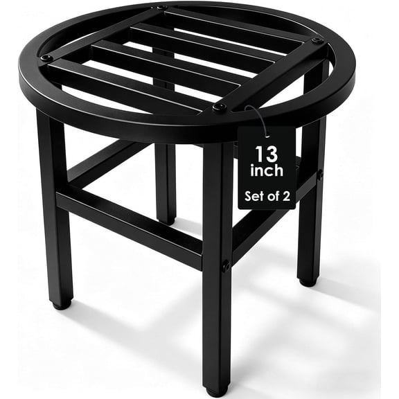 Metal Heavy Duty Plant Stand Indoor Outdoor,13" Round Plant Stands Riser, Wrought Iron Pedestal Holders for Large Flower Pot,Outside Rust-Proof Black Flower Display Shelf for Patio,2-Pack