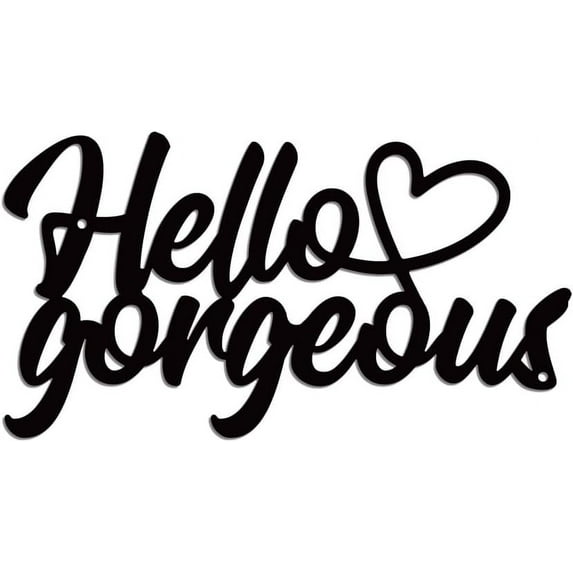 Metal Hello Gorgeous Wall Art Decor Iron Metal Words with Hello Gorgeous Wall Decor for Front Porch Living Room Modern Arts Wall Decor for Bathroom Bedroom 16.2x30cm Hello Gorgeous