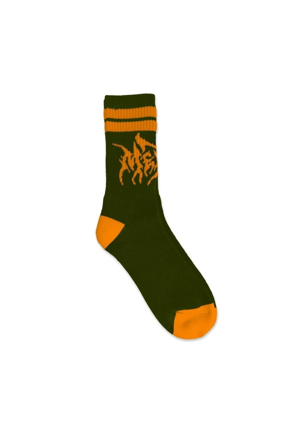 Hesher Crew Socks Green/Orange 1 Pair