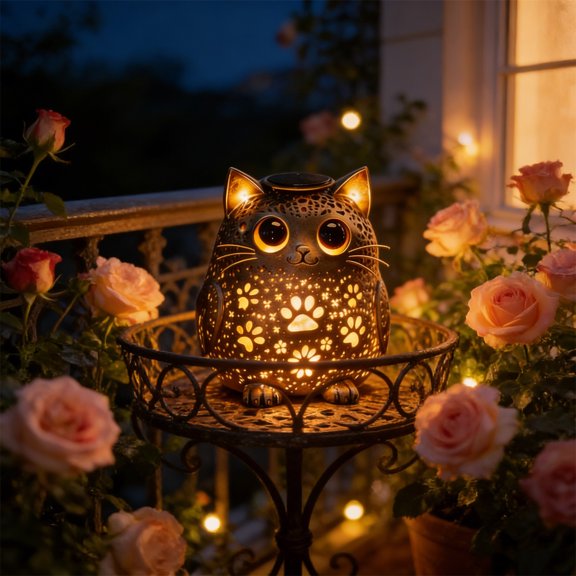 Metal Hollow Animal Silhouette Solar Lights, Waterproof Outdoor Decorative Garden Lamps for Patio, Yard and Lawn, Decorative Shadow Casting Lighting for Outdoor Landscape and Porch Decoration, B