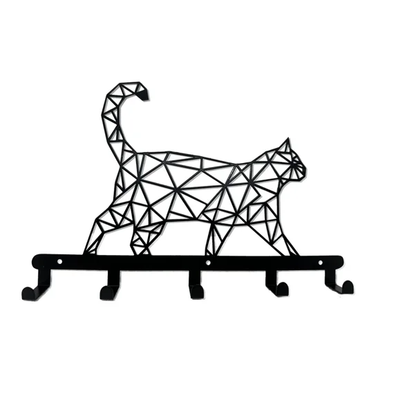 Metal Hollow Cat Coat Rack, Multifunctional Coat Hat Key Rack Hook, Wall Mounted Coat Hanger, Towel Rack for Kitchen Bedroom