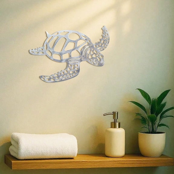 Metal Hollow-Out Sea Turtle Wall Art - Coastal Beach Decor For Living Room | Nautical Wall Hanging Ocean Theme Home Accent | Boho Wall Decor For Housewarming, Halloween & Fall | Gift For Sea Lovers