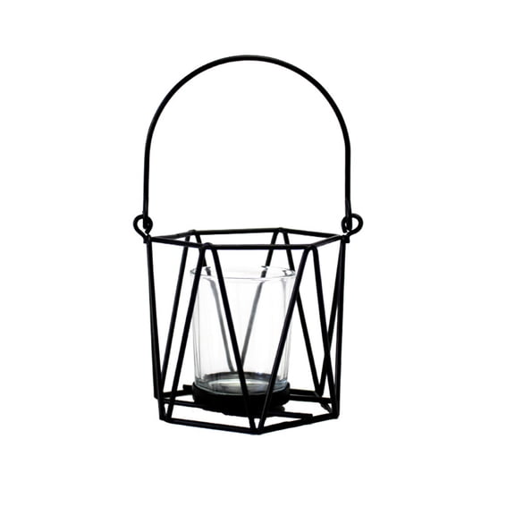 Metal Hollow Round Hexagonal Lantern Candle Holder Candlestick Ornament Decor