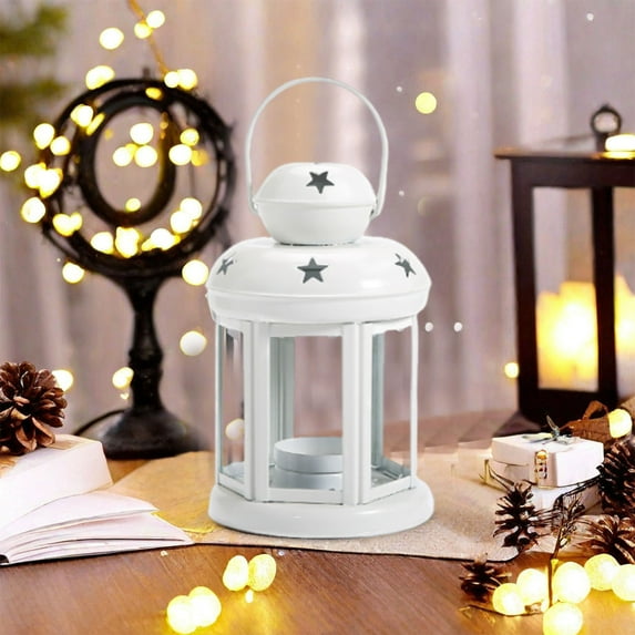 Metal Hollow Star Lantern Aromatherapy Candle Holder Retro Wind Lamp for Christmas Wedding Party Decoration