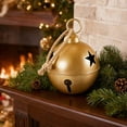 thumbnail image 1 of Metal Home Decoration, Gold Metal Christmas Jingle Bells 8 Inch Large Sleigh Bells Decoration For Tree Door Wreath Holiday Ornament Indoor, 1 of 8