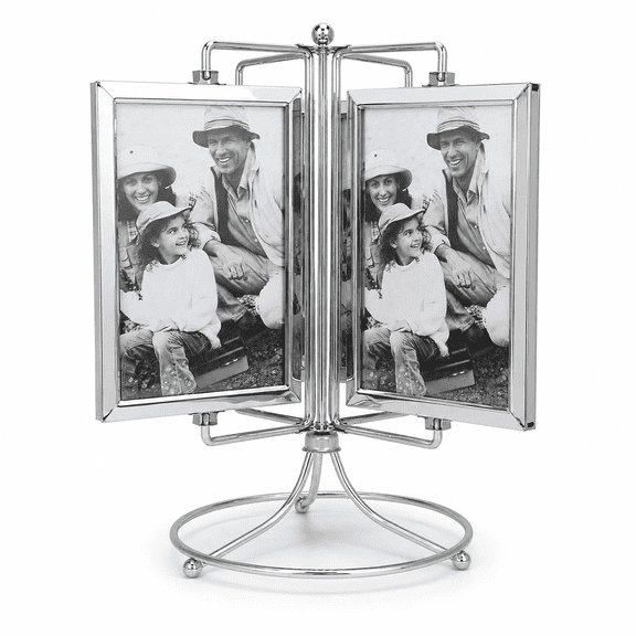 Metal Home Rotating Photo Picture Frame Tabletop Display Rack Restaurant Menu Holder for 4x6in Photos Elegant Living Room Bedroom Study Shop Decoration