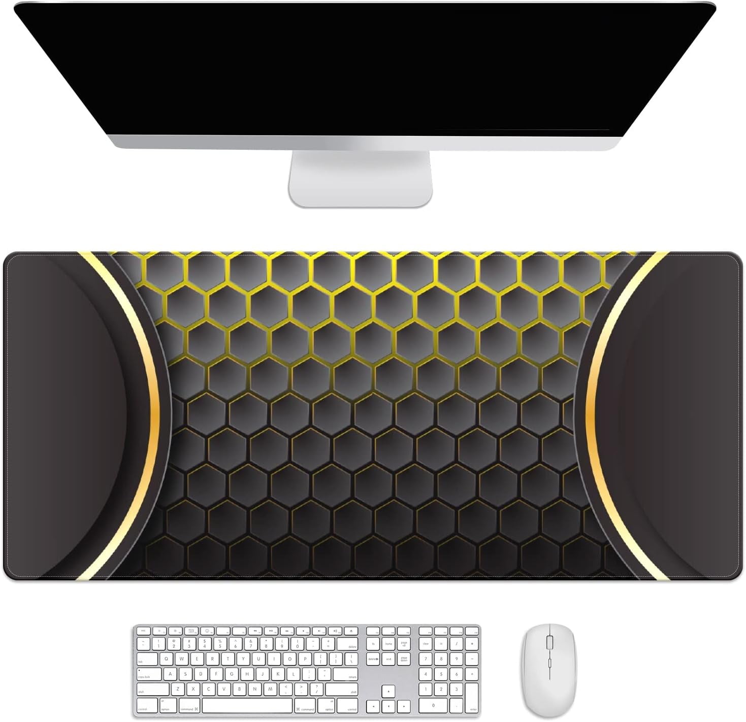 Metal Honeycomb Desk Mat, Desk Accessory, Cute Workspace, Trendy Workspace, Trendy, 35.4x15.7in Large Gaming Mouse Pad, Cute Desk Topper, Pretty Desk Pad