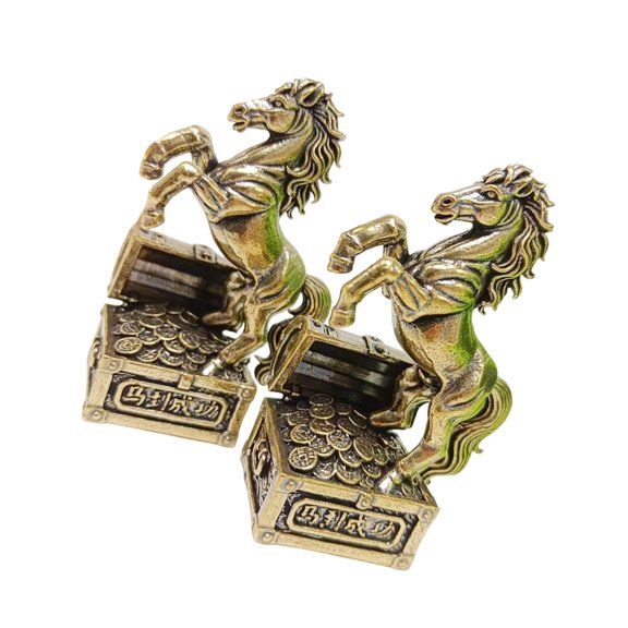 Metal Horse with Treasure Box Sculpture Representing Chinese Zodiacs Sign Perfect for Living Space Cultural Decors Gift