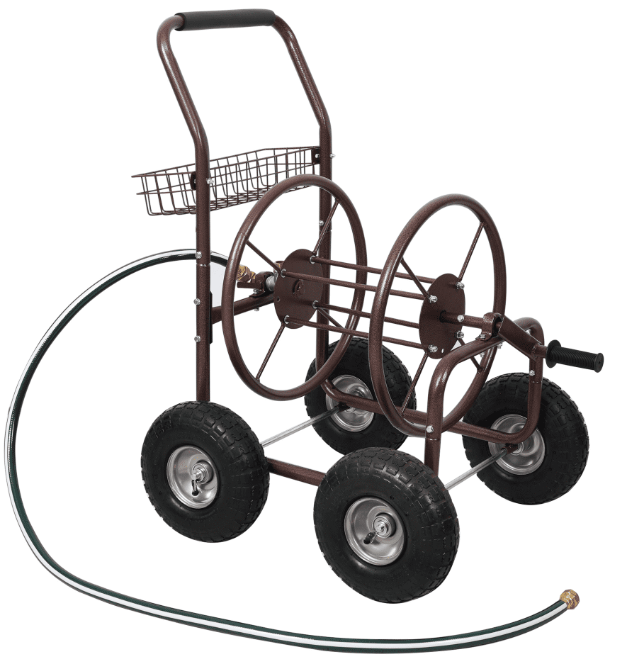 Metal Hose Reel Cart Heavy Duty 250 Ft Capacity with Wheels