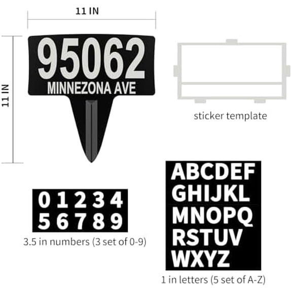 Metal House Address Yard Mailbox Sign with Numbers and Letters for outside,No Soliciting Trespassing Poop And Pee Welcome Sign Waterproof Rustproof Lawn Arch Address Plaque with Stake