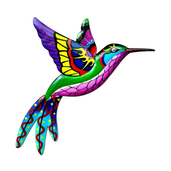 Metal Hummingbird Wall Art Decor, 3D Colorful Birds Outdoor Wall Art Patio Fence Decorations, Wall Hanging Decor for Garden Living Room Balcony