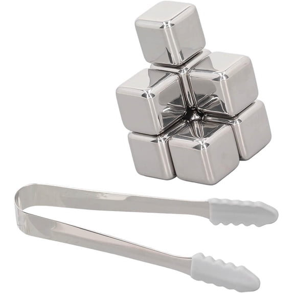 Metal Ice Cube, Whiskey Stone Set Fast Chilling Reusable 304 Stainless Steel Long Cooling Time for Bar