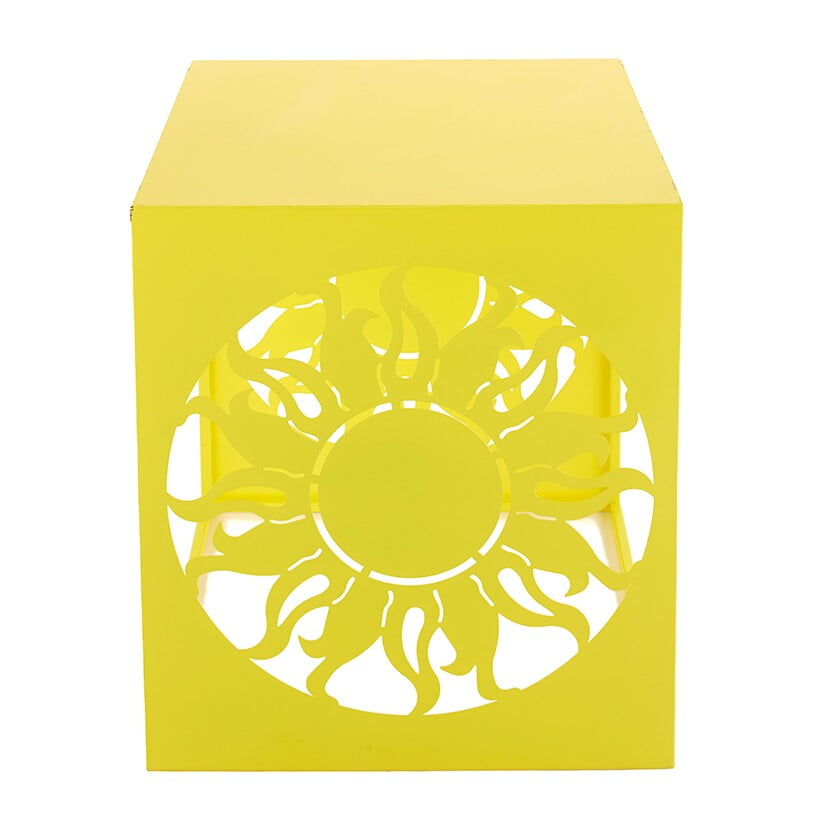 Yellow Metal Sun Icon Square Side Table