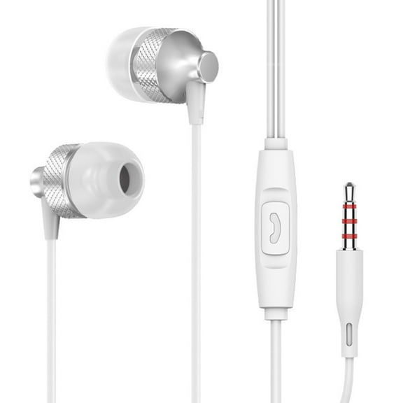 Metal In Ear Headphones with Enhanced Subwoofer and Microphone Line Control for Universal Mobile Computer MP3 Devices