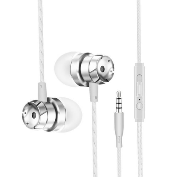 Metal In-Ear Wired Headphones Universal 35mm Audio Headset with Built-in Microphone for Mobile Devices Computer and MP3 Players