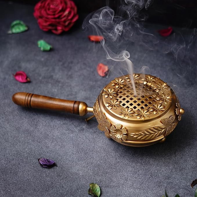 Metal Incense Burner Butterfly Loban Dani Dhoop Dani,Sambrani Holder Aarti Metal Loban Dhoop Dani/Dhoop Dani Burner for Home Office Temple Puja - Dhoop Stand