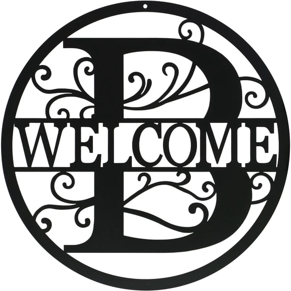 Metal Initial Welcome Sign Metal Monogrammed Sign Metal Letter Wall Art Decor (K), Personalized Family Name Sign for Home Porch Front Door Outdoor, Personalized Gifts for Family
