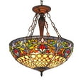 thumbnail image 1 of Metal Inverted Ceiling Pendant with Tiffany Style Glass Shade, Multicolor, 1 of 3