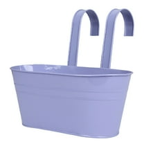 Metal Iron Hanging Flower Pots for Railing Fence Hanging Bucket Pots Countryside Style Window Flower Plant Holder with Detachable Hooks Home Decor,Purple,1 Pcs11"