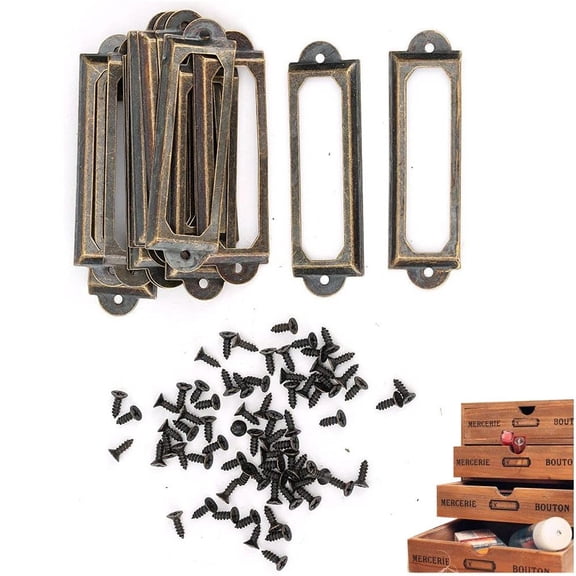 Metal Iron Label Frame Business Card Frame Antique Drawer Label Cabinet Decorative Frame Card Label Holder Frame for Case Chest