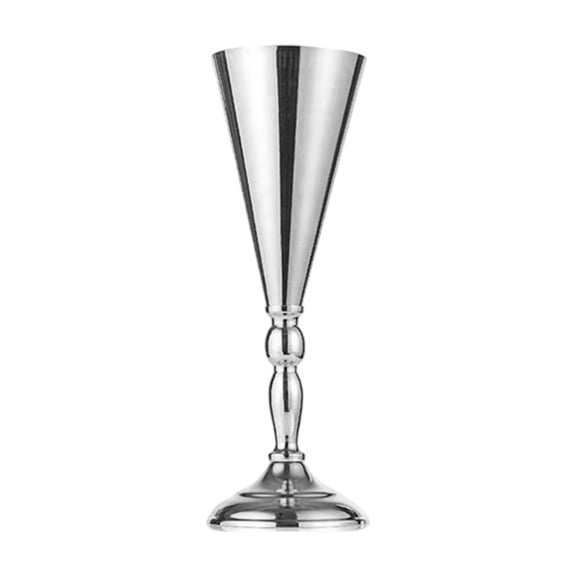 Metal Iron Vase For Wedding Table Decor, Silver Trophy Vase Centerpiece, Hotel Desktop Decoration, 12x12x36cm