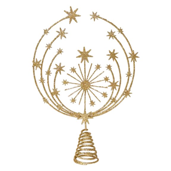 Metal Ironwork Hollowed Snowflake Top Star For Christmas Tree Decoration 33x22x5cm Style B