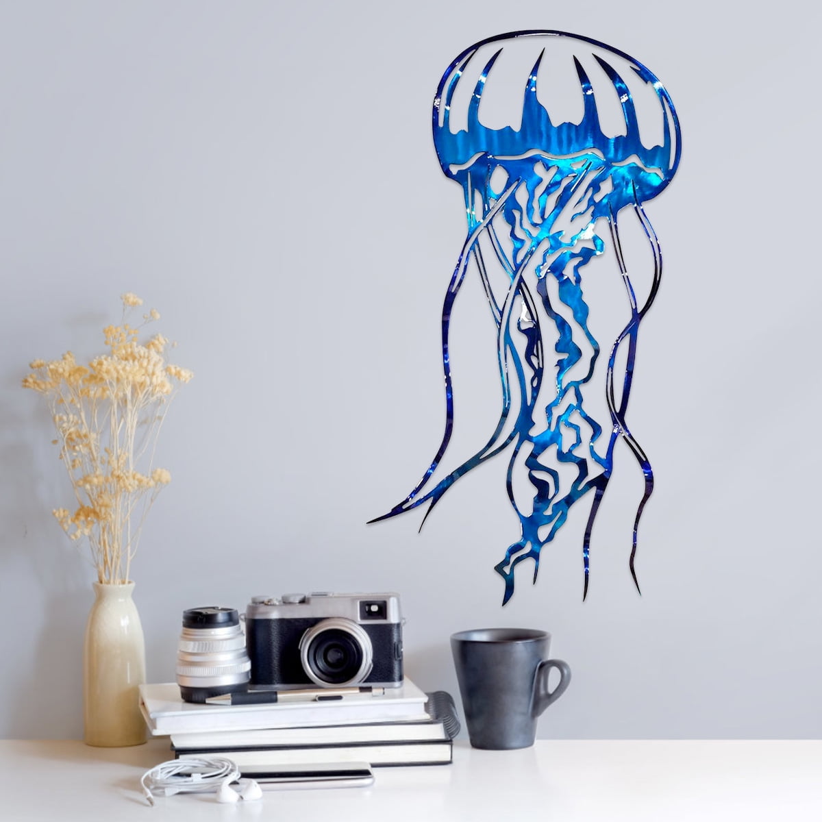 Metal Jellyfish Wall Decor Sea Wall Art Decor Tropical Fish Hanging