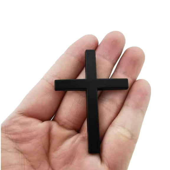 Metal Jesus Christ Cross Badge Stickers, 2.5"×1.8" Alloy 3D Individual Car Cross Sticker, Self Adhesive Scratch Covering Metal Cross Auto Emblem Decal for Car Body Tail