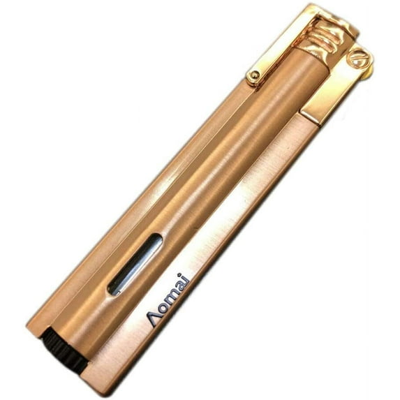 Metal Jet Flame Lighter Grinding Flint Wheel Lockable Butane Gas Windproof Cigar Cigarette Lighter - Gold
