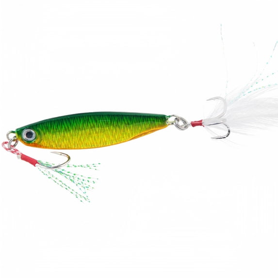 Metal Jig Fishing Lure for Long Casting Shore Jigging Hard Bait with Treble Hook and Assist Hook for Bass Mackerel Salmon