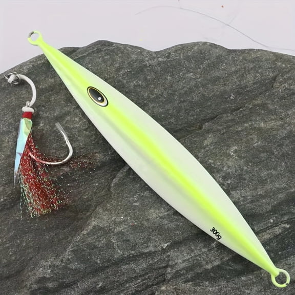 Metal Jig Lures Fishing Iron Plate with A Weight Of 200g/250g/300g/350g/400g, Night Light Fast Sinking, Suitable for Sea Fishing, Slow Jigging Iron Plate, Lead Fish Lure, Artificial Bait