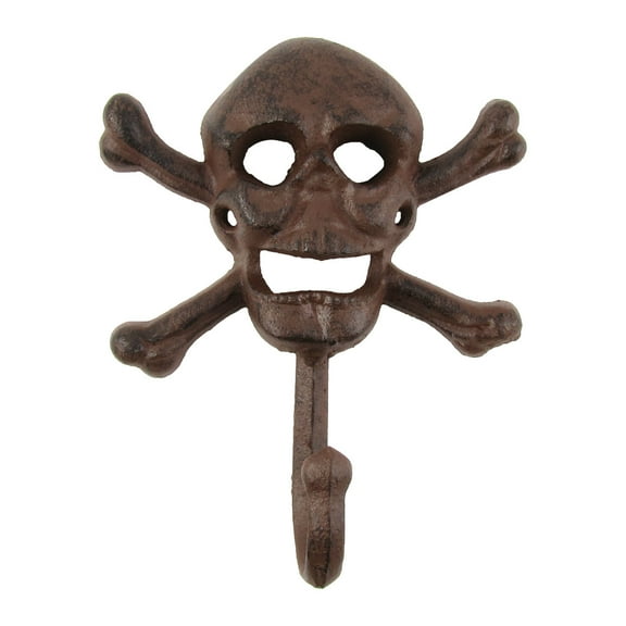 Metal Jolly Roger Wall Mount Key Ring Hook Skeleton Head Halloween Home Decor