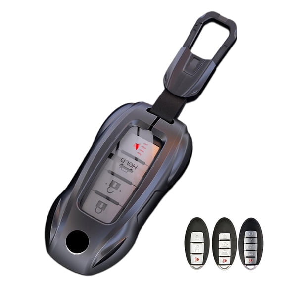 Metal Key Fob Case Cover Key Shell with Keychain Compatible for Nissan Infiniti X-Trail Rogue Altima Quest Pathfinder Sentra Patrol CIMA Fuga Armada Teana Murano