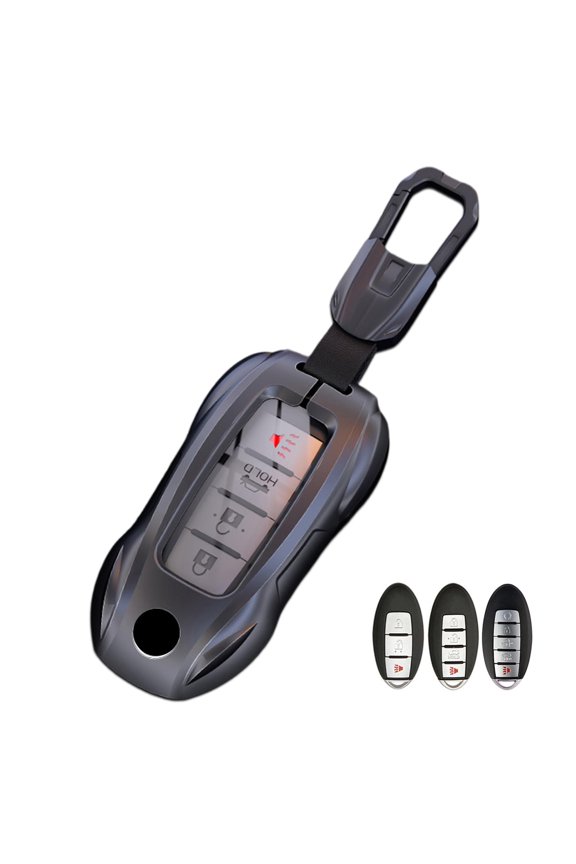 Metal Key Fob Case Cover Key Shell with Keychain Compatible for Nissan Infiniti X-Trail Rogue Altima Quest Pathfinder Sentra Patrol CIMA Fuga Armada Teana Murano