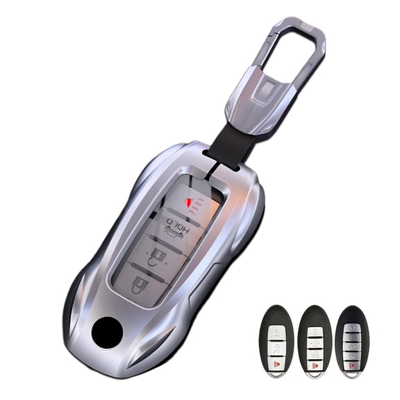 Metal Key Fob Case Cover Key Shell with Keychain Compatible for Nissan Infiniti X-Trail Rogue Altima Quest Pathfinder Sentra Patrol CIMA Fuga Armada Teana Murano